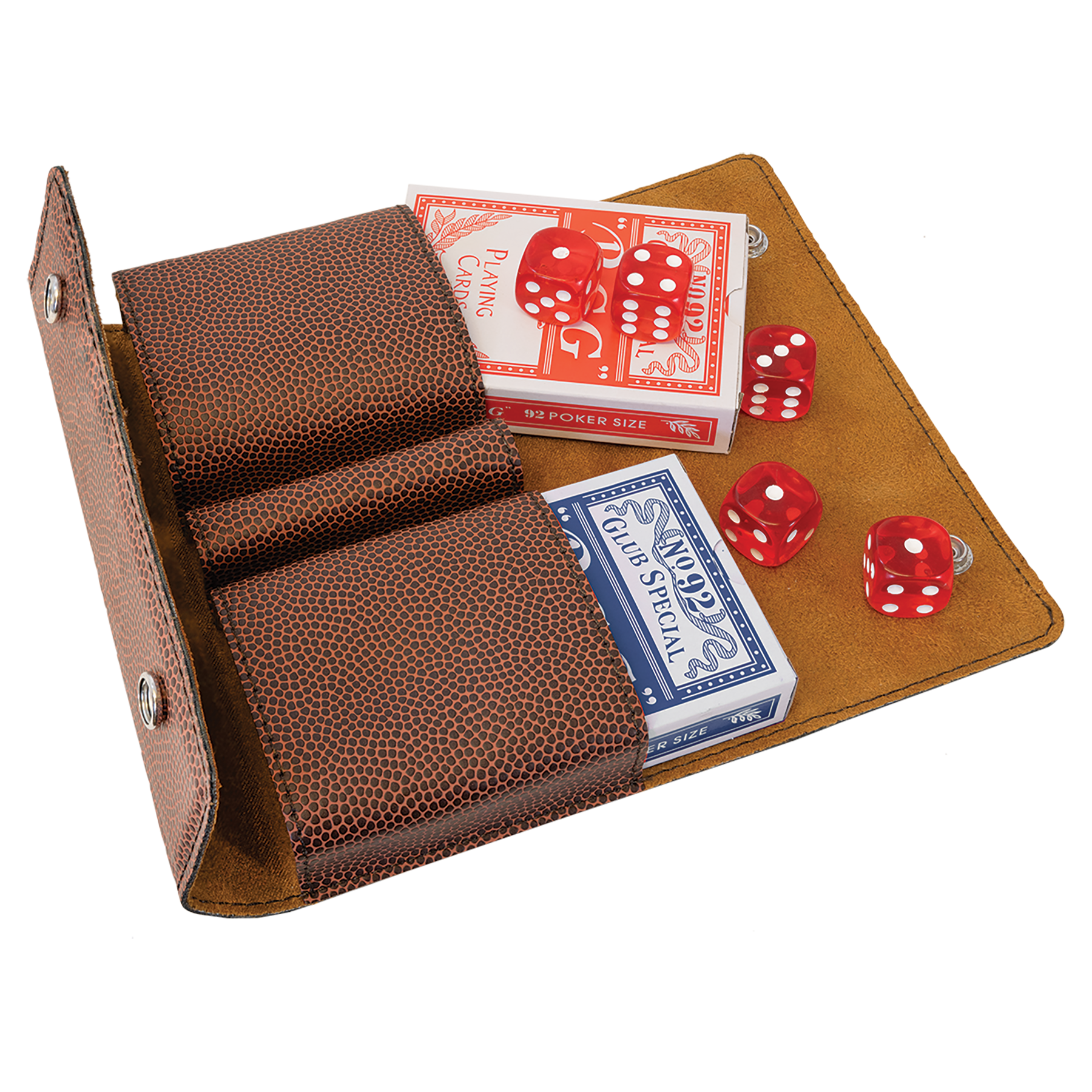 6-1/2" x 3-3/4" Two Card Leatherette 5 Dice Set