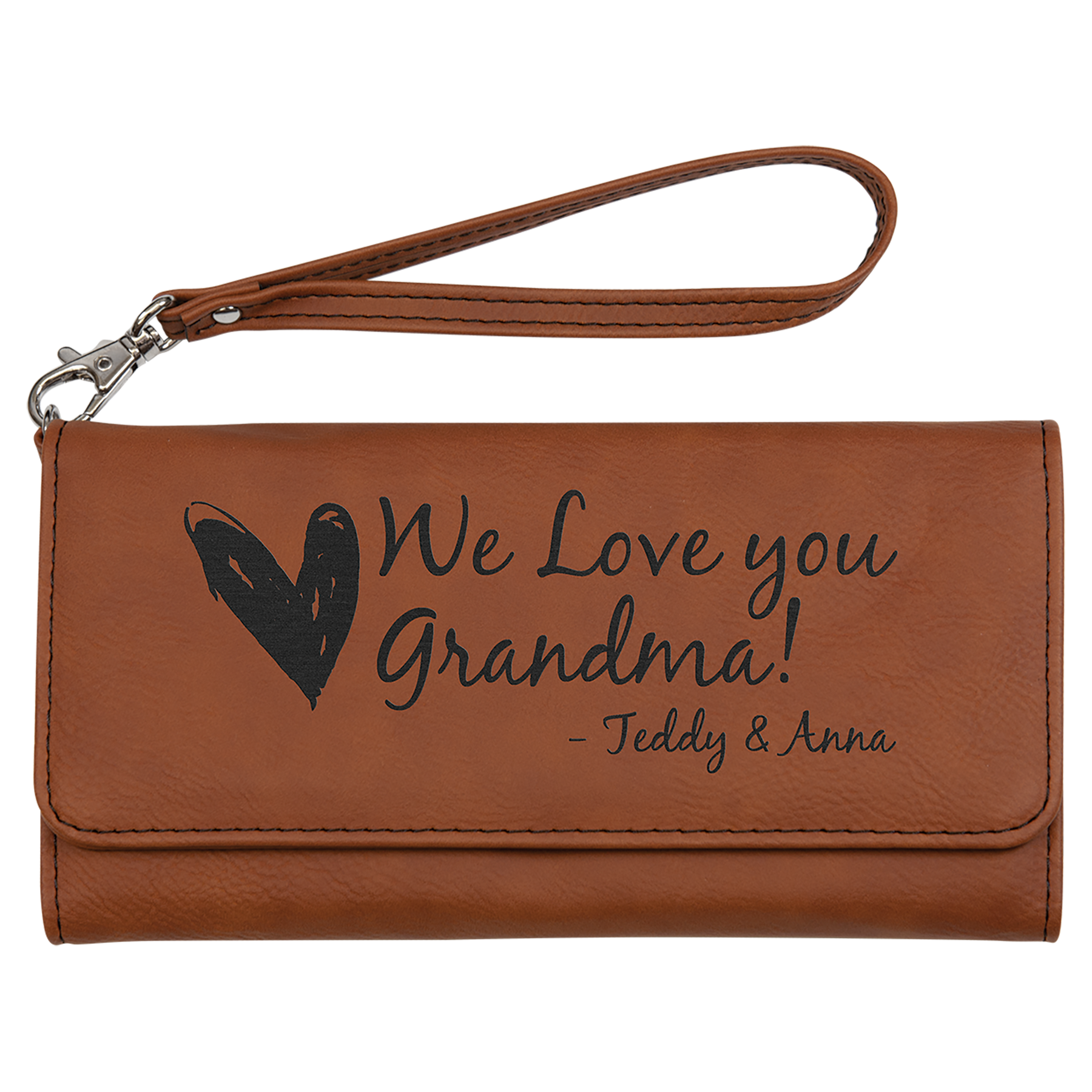 7-1/2" x 4" Leatherette Wallet with Strap
