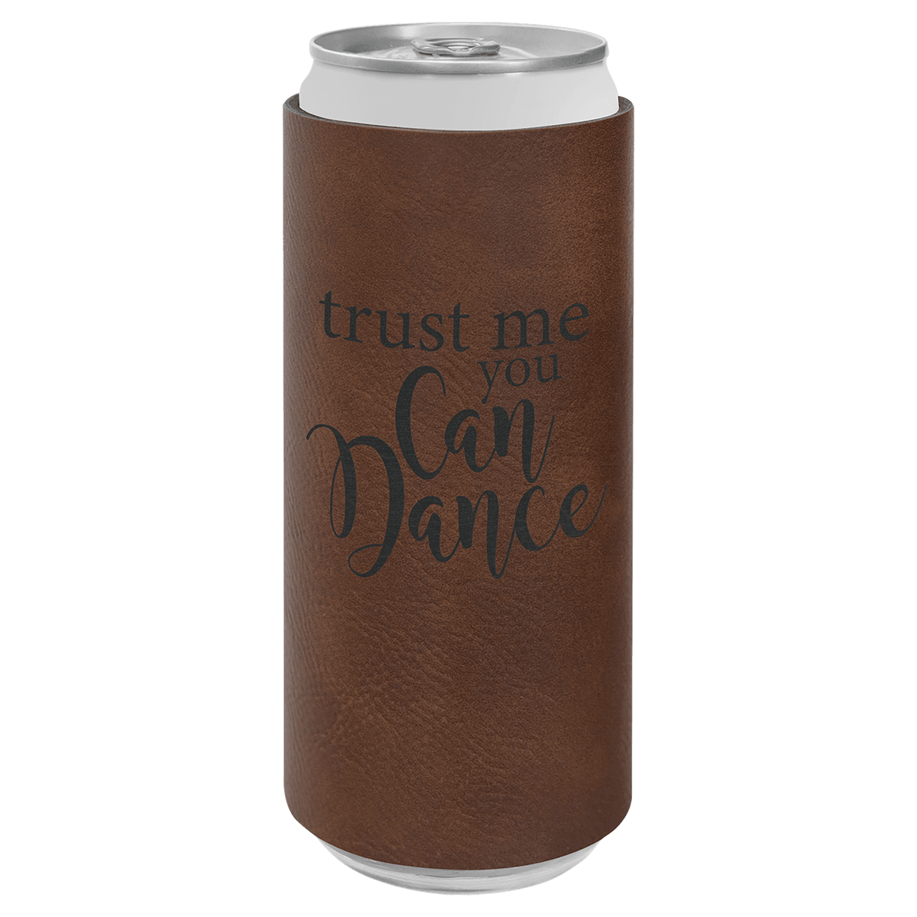 Dark Brown Laserable Leatherette Slim Beverage Holder