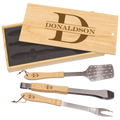 3-Piece BBQ Sets Wooden Box