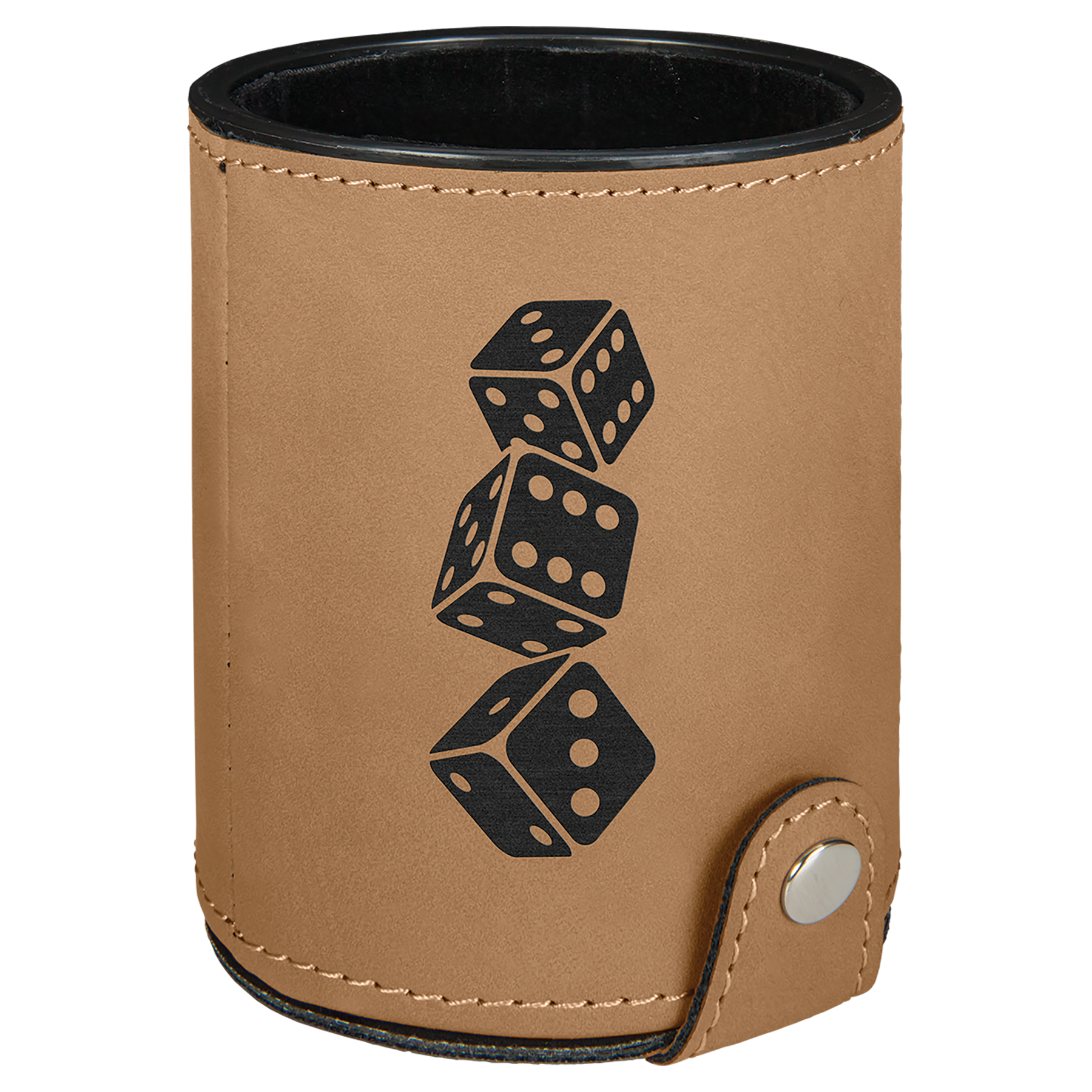 3-1/8" x 3-1/8" Leatherette Dice Cup with 5 Dice