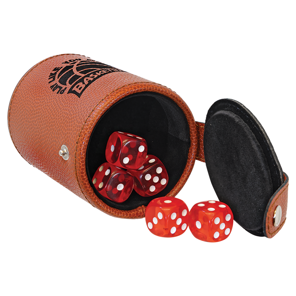 3-1/8" x 3-1/8" Leatherette Dice Cup with 5 Dice