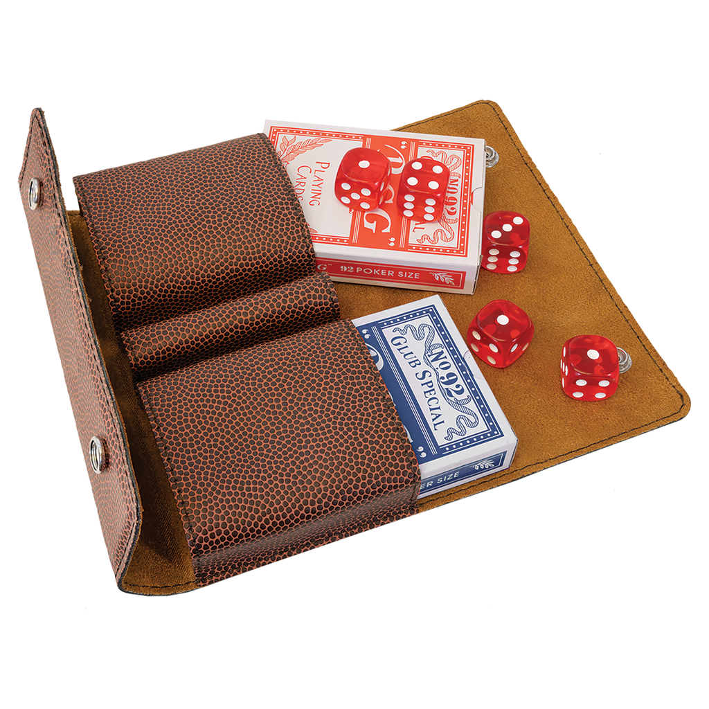 6-1/2" x 3-3/4" Two Card Leatherette 5 Dice Set