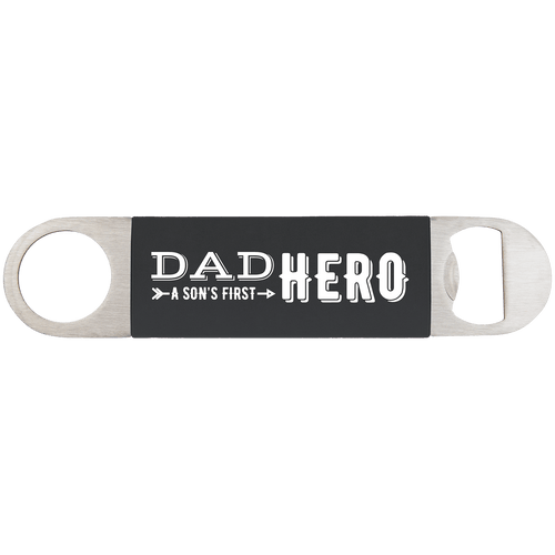 Black/White 1 1/2" x 7" Bottle Opener with Silicone Grip