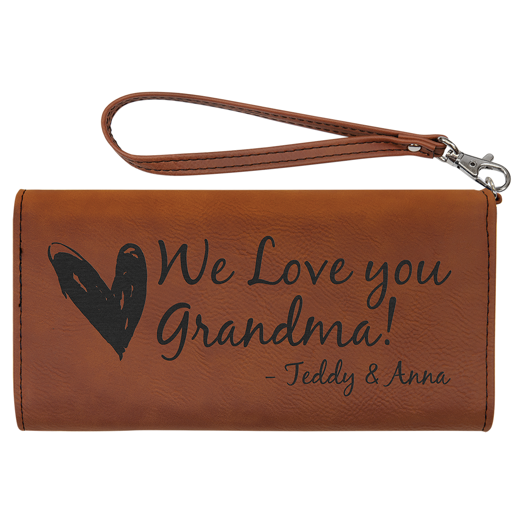 7-1/2" x 4" Leatherette Wallet with Strap