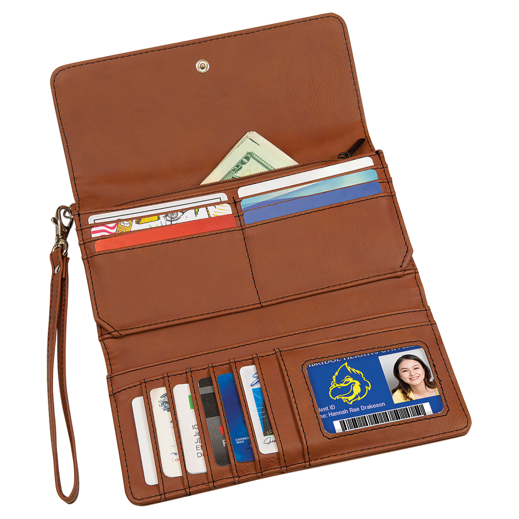 7-1/2" x 4" Leatherette Wallet with Strap