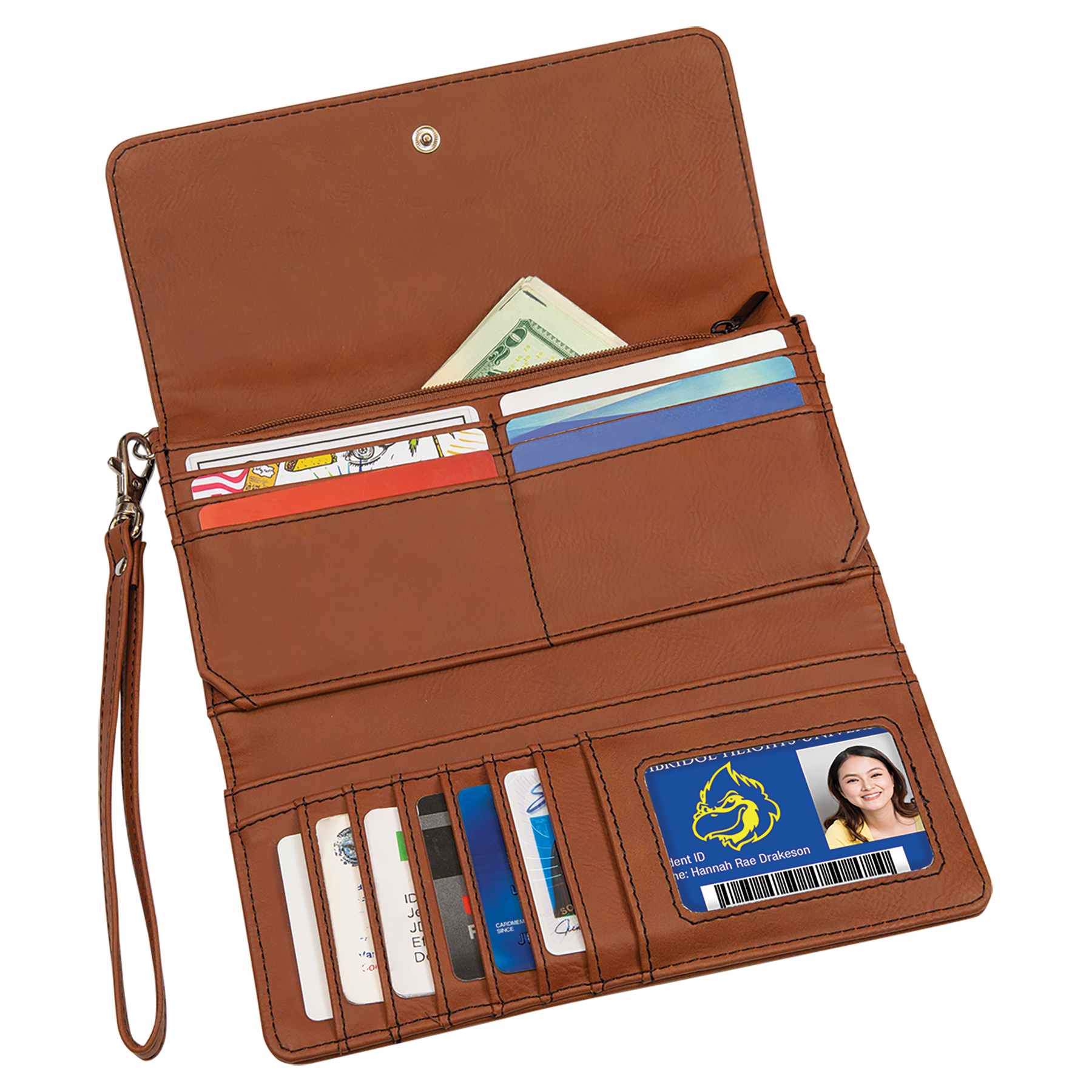 7-1/2" x 4" Leatherette Wallet with Strap