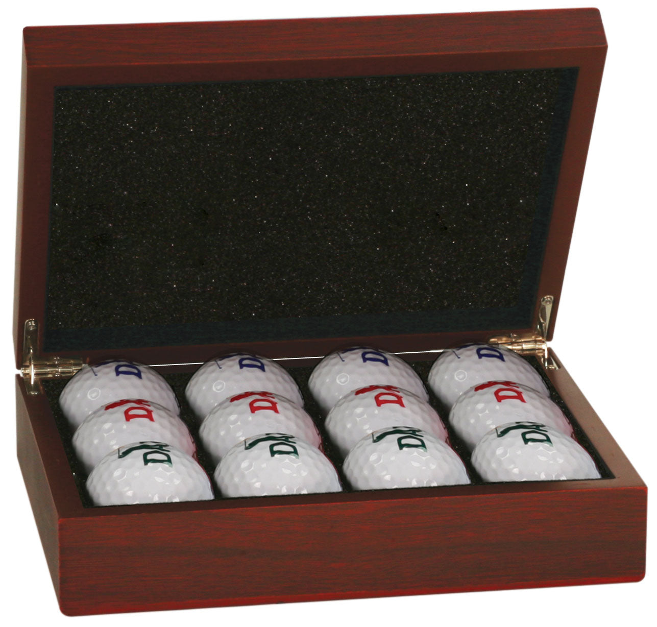 7-3/4" x 6" Rosewood Finish Golf Ball Box (balls not included)