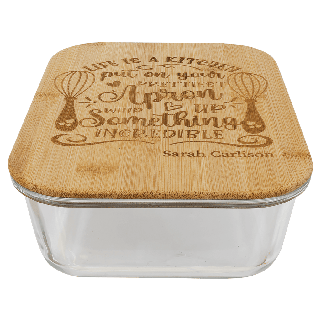 50 oz. Rectangle Glass Container with Bamboo Lid