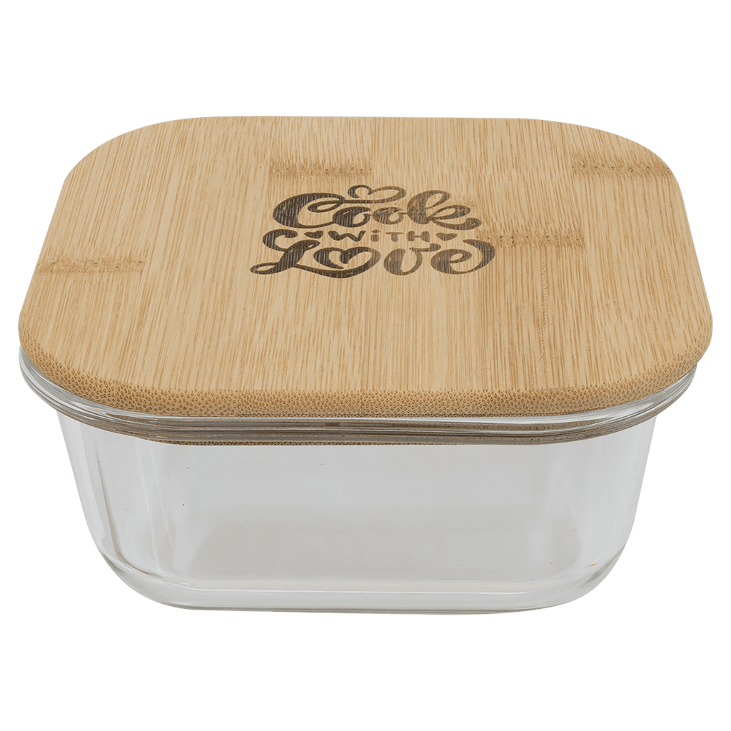 18 oz. Square Glass Container with Bamboo Lid