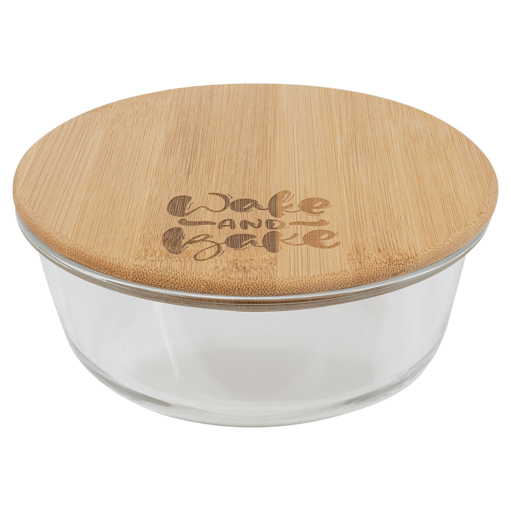 32 oz. Round Glass Container with Bamboo Lid