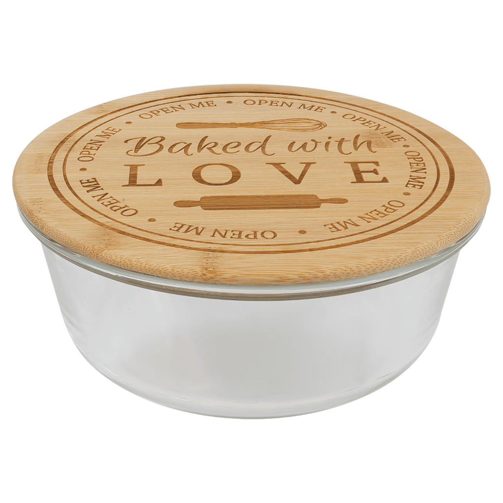 44 oz. Round Glass Container with Bamboo Lid