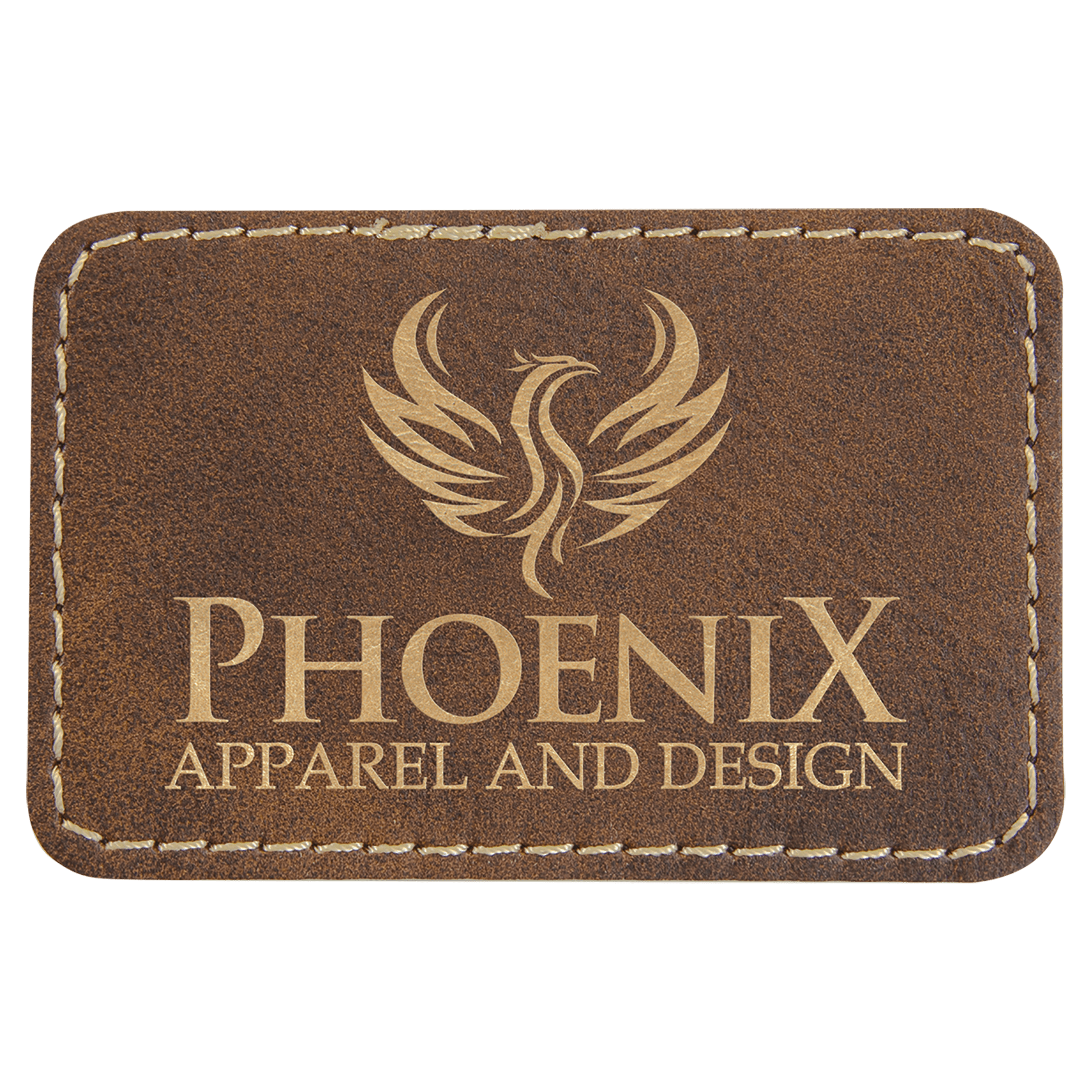 Rustic/Gold 3" x 2" Rectangle Laserable Leatherette Patch with Adhesive