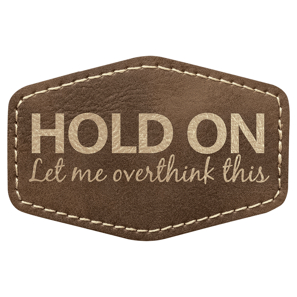 Rustic/Gold 3" x 2" Hex Laserable Leatherette Patch with Adhesive