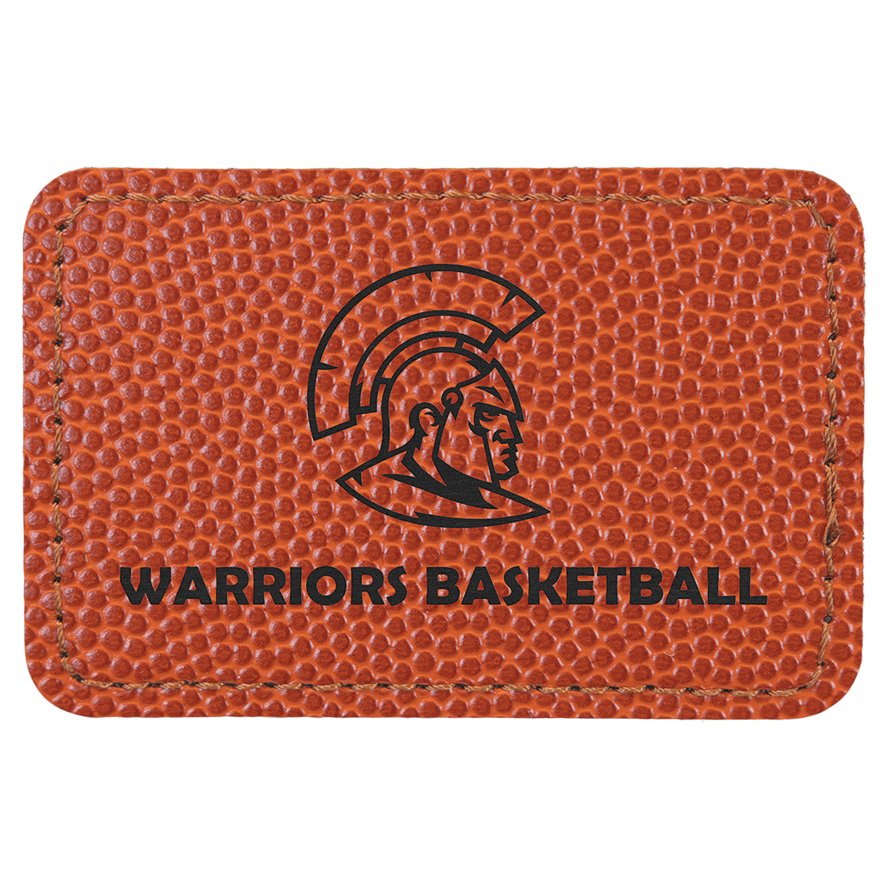 Basketball 3" x 2" Laserable Leatherette Rectangle Patch with Kota Pro Adhesive