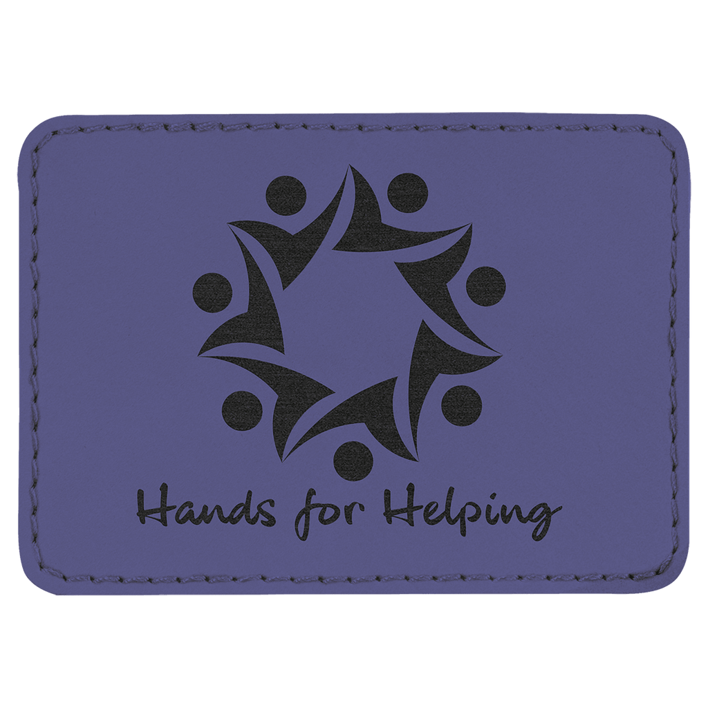 Purple 3 1/2" x 2 1/2" Rectangle Laserable Leatherette Patch with Adhesive