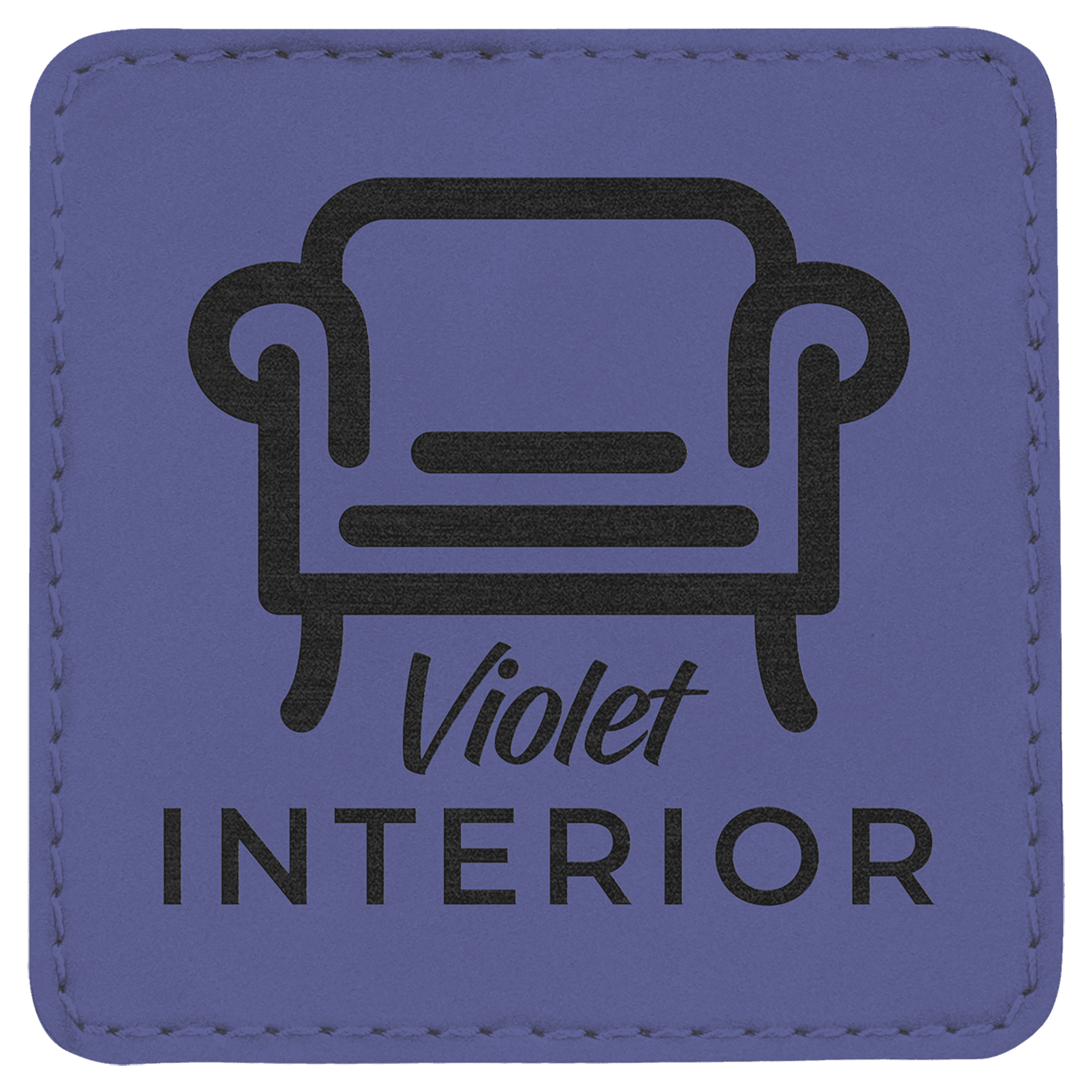 Purple 3" x 3" Square Laserable Leatherette Patch with Adhesive