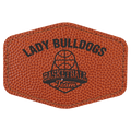 Basketball 3 1/2" x 2 1/2" Laserable Leatherette Hex Patch with Kota Pro Adhesive