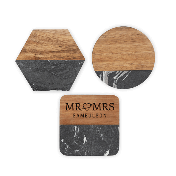 Marble & Acacia Wood Coasters